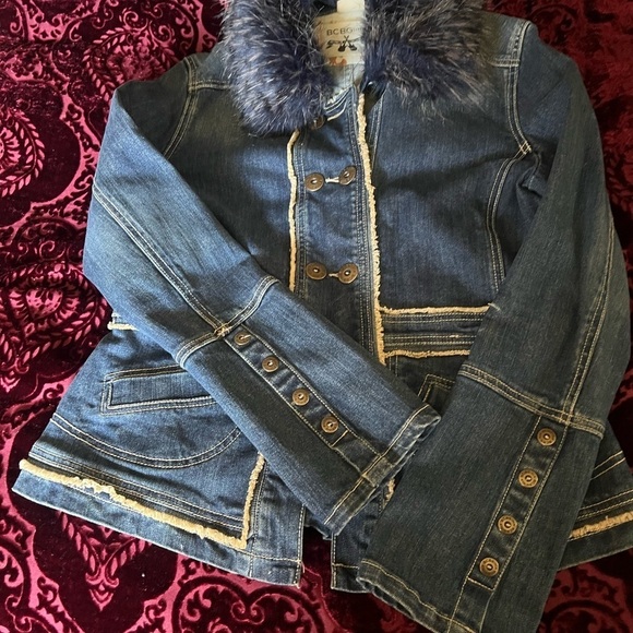 BCBG Girls faux fur denim jacket Vintage Y2K - Picture 2 of 10